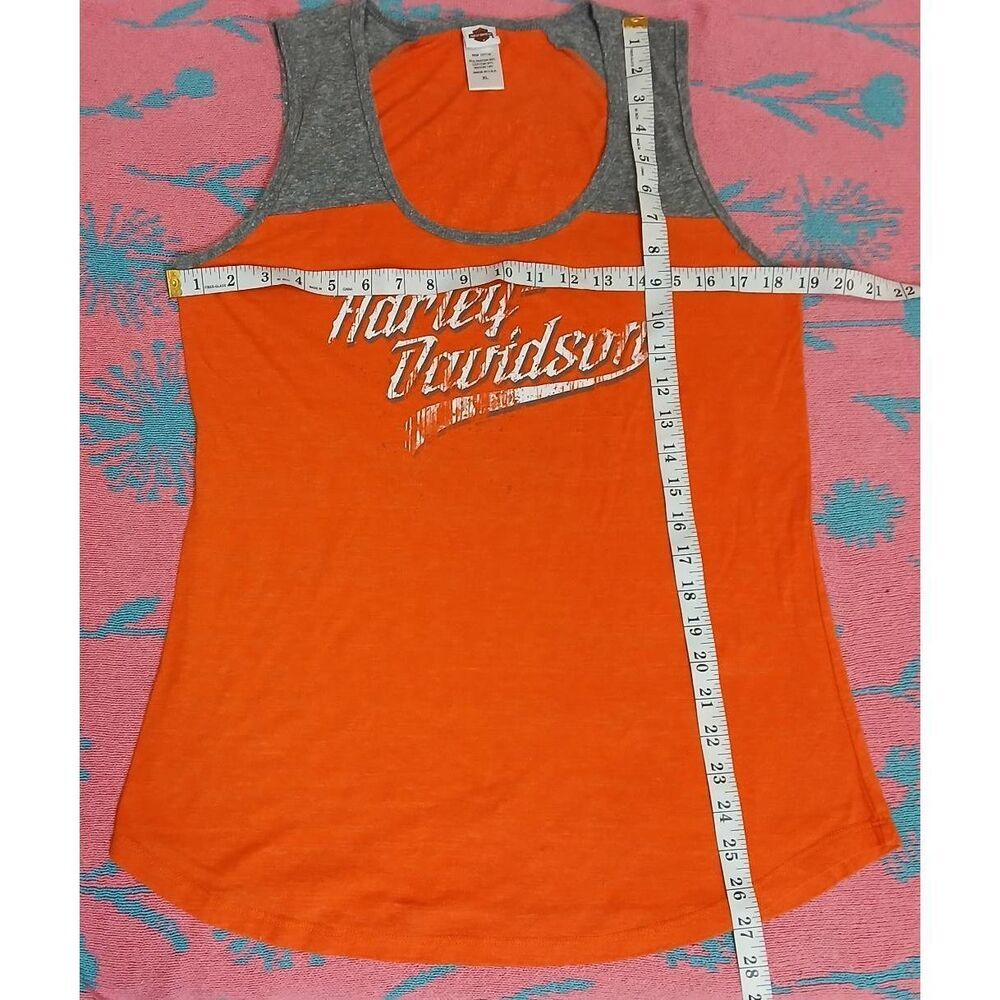 Harley Davidson womens xl motorcycle tank orange moroneys newburgh new york - Picture 2 of 8
